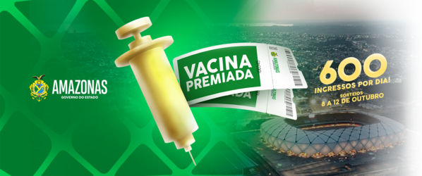 O governo do Amazonas anuncia a campanha 'Vacina Premiada', que vai sortear 3 mil ingressos para o jogo entre Brasil e Uruguai, que ocorrerá na Arena da Amazônia, em Manaus.